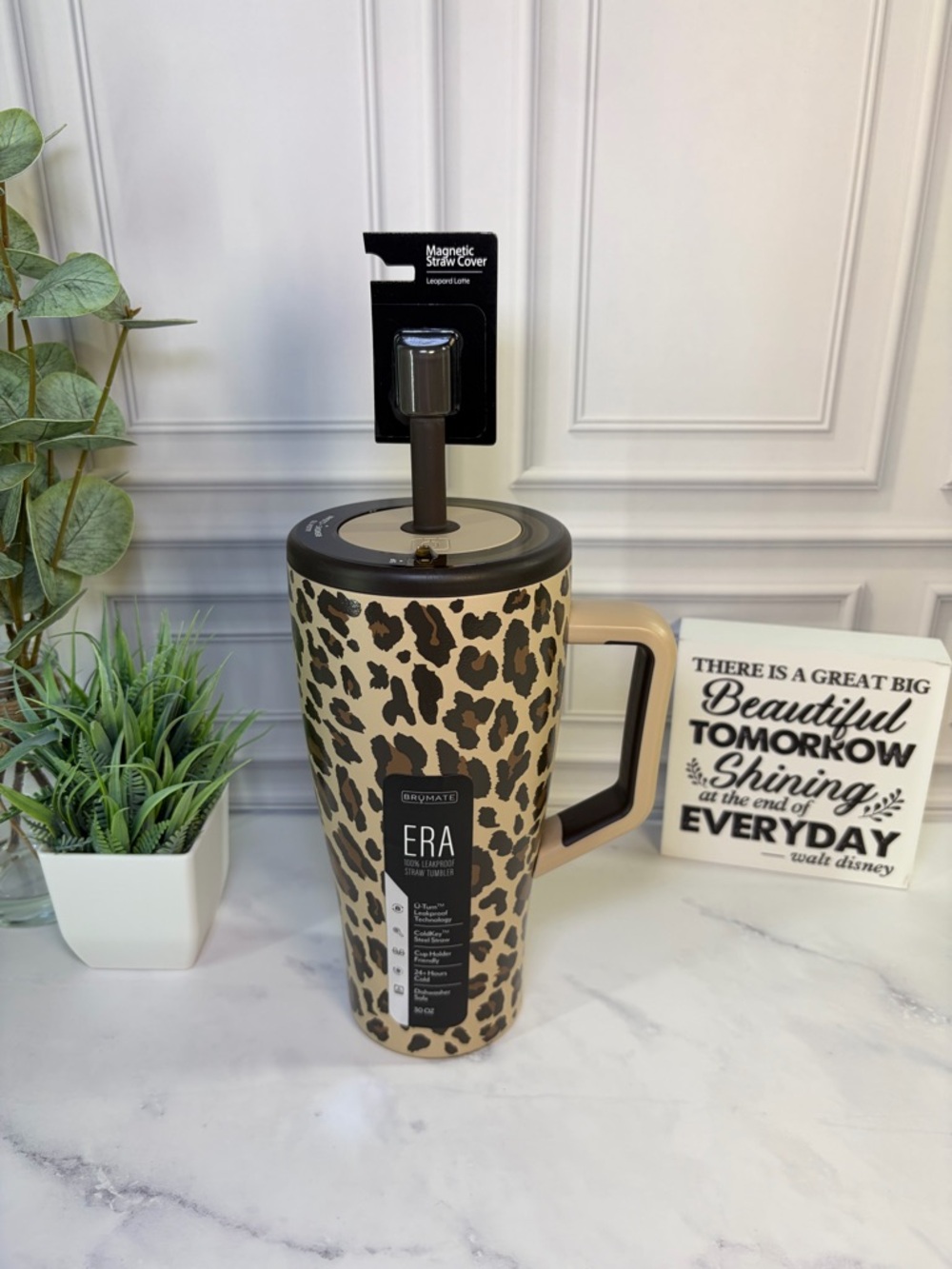 Brumate Leopard Latte Era 30oz + Single Leopard Latte Straw Cover BNWT